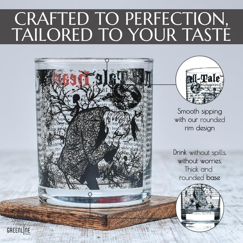 Greenline Goods Whiskey Glasses â€“ The TellTale Heart Edgar Allan Poe Glasses (Set of 2) | Literature Rocks Glass - Image 4